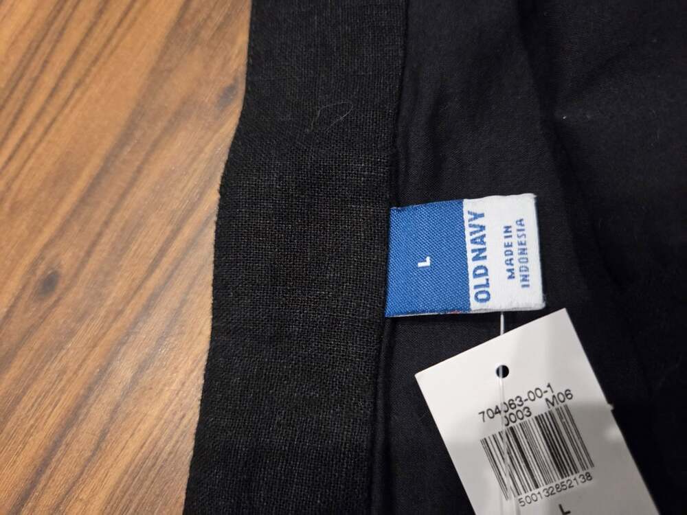 Old Navy Black Linen Blend Bodice Vest Tank Top Sz L Smocked Side Square Neck - Picture 4 of 9